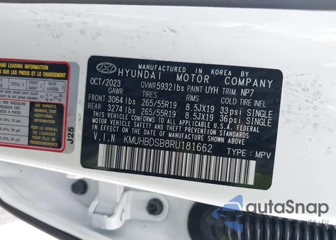 2024 Genesis Gv80 2.5T Awd из США, поврежденный, VIN KMUHBDSB8RU181662